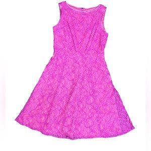 Adriana Papell hot pink lace dress Sz 8